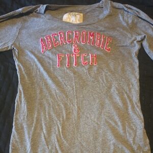 Abercrombie & Fitch Gray Top with Pink Logo